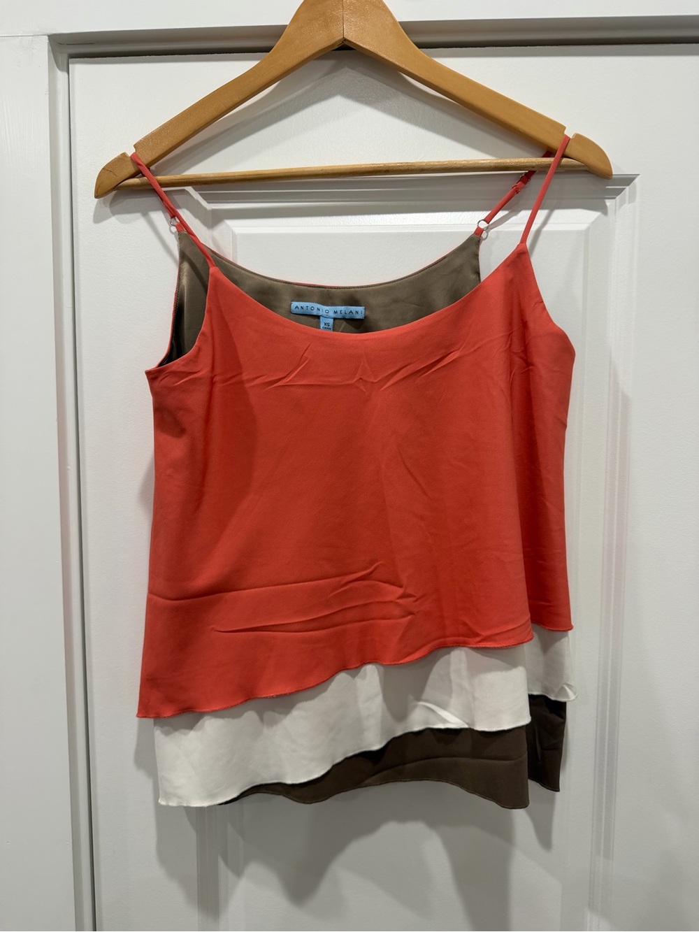 ANTONIO MELANI Coral Layered Three-Tone Silk Cami